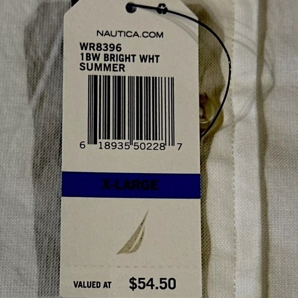 Nautica Mens Button Up Short-Sleeve Oxford Shirt Bright White XL Extra Large - Picture 4 of 5